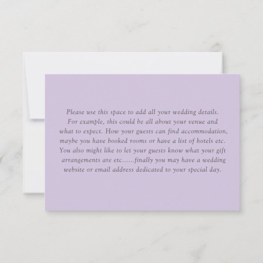 Boho Purple Floral Watercolor Wedding RSVP (Achterkant)