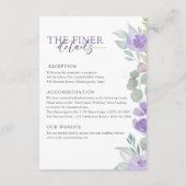 Boho Purple Floral Wedding Details  Informatiekaartje (Voorkant)