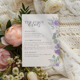 Boho Purple Floral Wedding Details Informatiekaartje