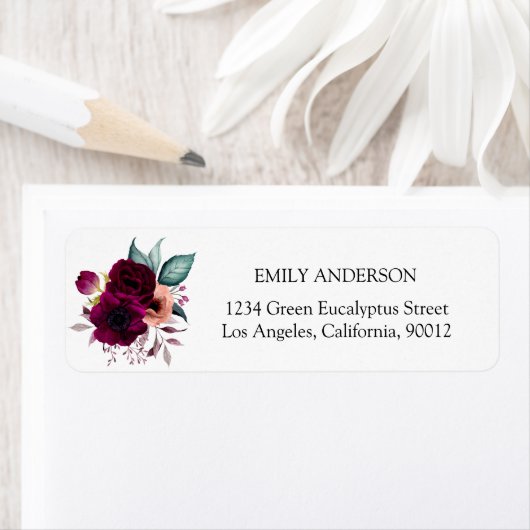  Boho Purple Flowers Retour Adreslabel Etiket (Insitu)