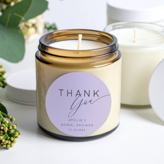 Boho Purple Lavender Thank You Bridal Shower  Ronde Sticker