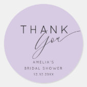 Boho Purple Lavender Thank You Bridal Shower  Ronde Sticker (Voorkant)