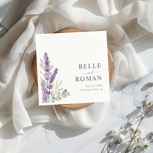 Boho Purple Lavender Watercolor Wedding Servet