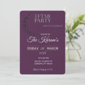 Boho Purple Minimalist Mosque Ramadan Iftar Party  Kaart (Staand voorkant)