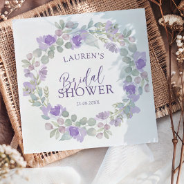 Boho Purple & Sage Floral Bridal Shower Servet