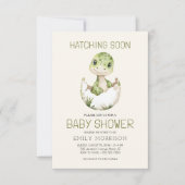 Boho QR Code Dinosaurus Uitkomen Snel Baby shower Kaart (Voorkant)