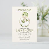 Boho QR Code Dinosaurus Uitkomen Snel Baby shower Kaart (Staand voorkant)