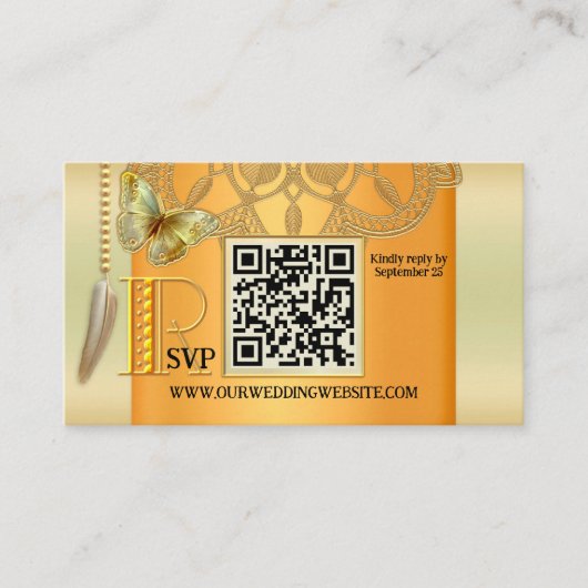 Boho QR Code Dreamweaver Wedding Enclosure Kaart (Voorkant)
