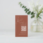 Boho QR Code Minimalistische RSVP Bruiloft Website Informatiekaartje (Staand voorkant)