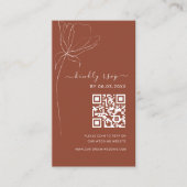 Boho QR Code Minimalistische RSVP Bruiloft Website Informatiekaartje (Voorkant)