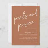 Boho QR Code Parels en Prosecco Bruidsfeest Kaart (Voorkant)