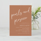Boho QR Code Parels en Prosecco Bruidsfeest Kaart (Staand voorkant)