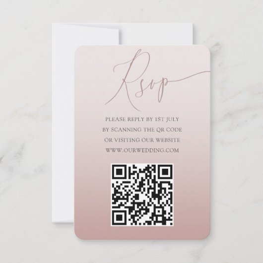 Boho QR Code Roos Goud Eenvoudige RSVP Wedding (Voorkant)