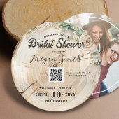 Boho QR Code Rustiek Hout Uniek Vrijgezellenfeest Save The Date
