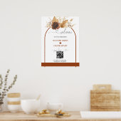 Boho QR-code terracotta boog trouw welkom bord Poster (Keuken)