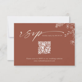 Boho Qr Code Terracotta Burnt Orange Wedding RSVP Kaartje