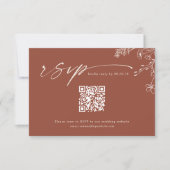 Boho Qr Code Terracotta Gebrande Oranje Bruiloft RSVP Kaartje (Voorkant)
