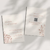 Boho QR Code Terracotta Wildflower Wedding 2 in 1 Kaart