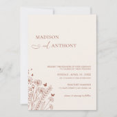 Boho QR Code Terracotta Wildflower Wedding 2 in 1 Kaart (Voorkant)