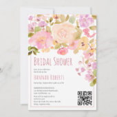 Boho QR Pastel Roze perzik Bloemen Vrijgezellenfee Kaart (Voorkant)