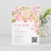 Boho QR Pastel Roze perzik Bloemen Vrijgezellenfee Kaart (Staand voorkant)