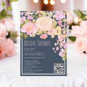Boho QR Pastel Roze perzik Bloemen Vrijgezellenfee Kaart
