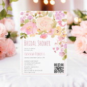 Boho QR Pastel Roze perzik Bloemen Vrijgezellenfee Kaart