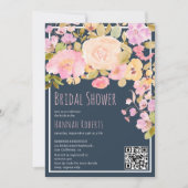 Boho QR Pastel Roze perzik Bloemen Vrijgezellenfee Kaart (Voorkant)