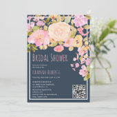 Boho QR Pastel Roze perzik Bloemen Vrijgezellenfee Kaart (Staand voorkant)