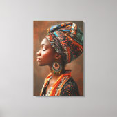 Boho Queen: Afrikaanse dame in traditionele sjaalm Canvas Afdruk (Voorkant)