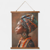 Boho Queen: Afrikaanse dame in traditionele sjaalm Hangend Wandkleed (Voorkant)
