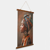Boho Queen: Afrikaanse dame in traditionele sjaalm Hangend Wandkleed (Gebogen)