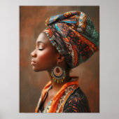 Boho Queen: Afrikaanse dame in traditionele sjaalm Poster (Voorkant)