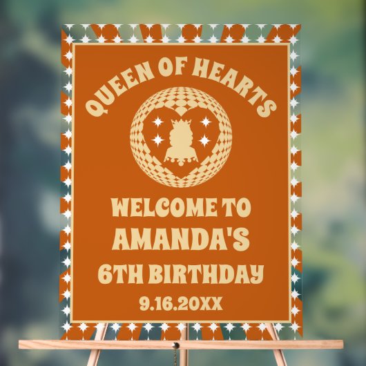 Boho Queen of Hearts Verjaardag Welkom Acryl Bord (Neutraal)