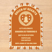 Boho Queen of Hearts verjaardagsfeest boog Acryl Uitnodigingen (Voorkant)