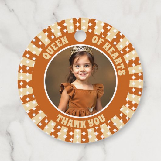 Boho Queen of Hearts Verjaardagsfeest Foto Bedankjes Labels (Achterkant)