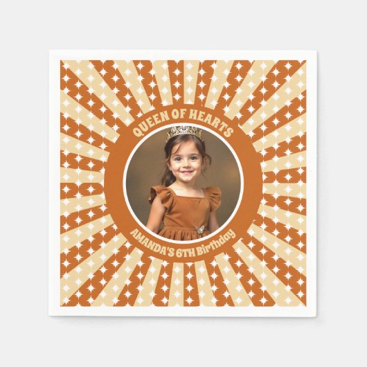 Boho Queen of Hearts Verjaardagsfeest Foto Servet (Voorkant)