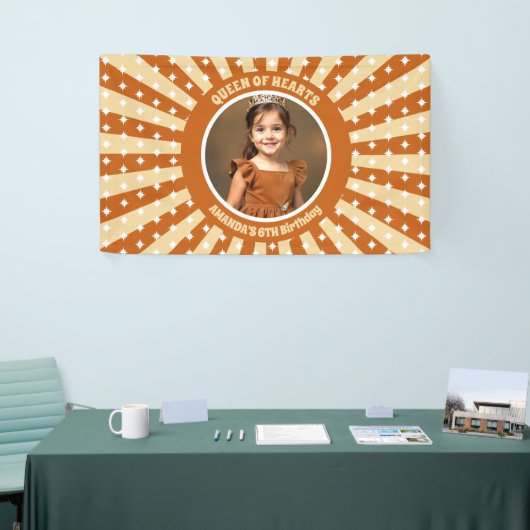 Boho Queen of Hearts Verjaardagsfeest Foto Spandoek (Beurs)