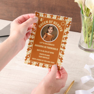 Boho Queen of Hearts Verjaardagsfeest Foto Vellum Uitnodigingen