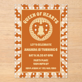 Boho Queen of Hearts verjaardagsfeestje Acryl Uitnodigingen