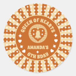 Boho Queen of Hearts verjaardagsfeestje Ronde Sticker