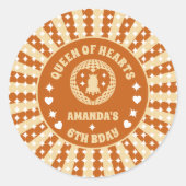 Boho Queen of Hearts verjaardagsfeestje Ronde Sticker (Voorkant)