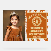 Boho Queen of Hearts Verjaardagsfoto Welkom Acryl Bord (Voorkant)