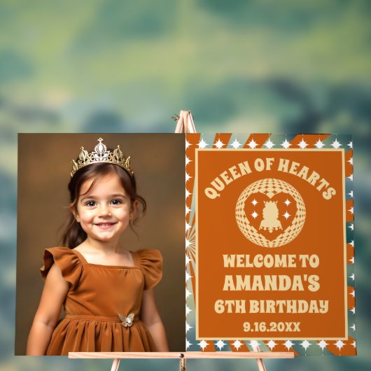 Boho Queen of Hearts Verjaardagsfoto Welkom Acryl Bord (Neutraal)