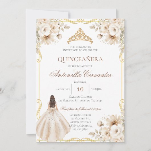 Boho Quinceanera Invitation Kaart (Voorkant)