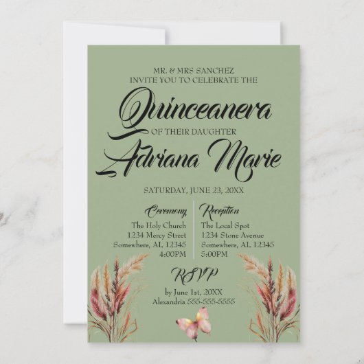 Boho Quinceanera Kaart (Achterkant)