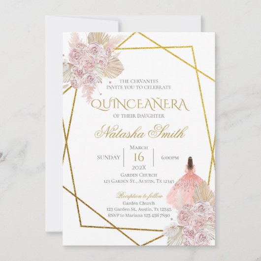 Boho Quinceanera Kaart (Voorkant)
