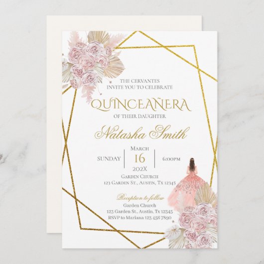Boho Quinceanera Kaart (Voorkant / Achterkant)