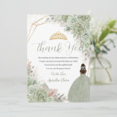 Boho Quinceanera Sage Groen Bloemen Pampa's Gras Bedankkaart (Staand voorkant)
