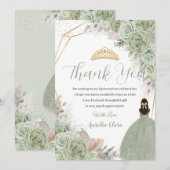 Boho Quinceanera Sage Groen Bloemen Pampa's Gras Bedankkaart (Voorkant / Achterkant)